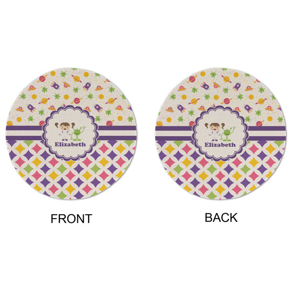 Girl's Space & Geometric Print Round Linen Placemats - APPROVAL (double sided)