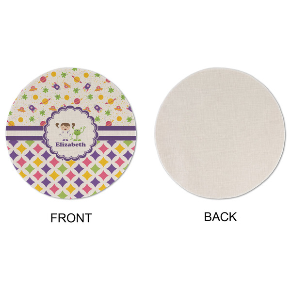 Girl's Space & Geometric Print Round Linen Placemats - APPROVAL (single sided)