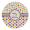 Girl's Space & Geometric Print Round Linen Placemats - FRONT (Double Sided)
