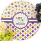 Girl's Space & Geometric Print Round Linen Placemats - Front (w flowers)