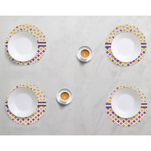 Girl's Space & Geometric Print Round Linen Placemats - LIFESTYLE (set of 4)