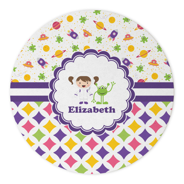 Girl's Space & Geometric Print Round Paper Coaster - Approval