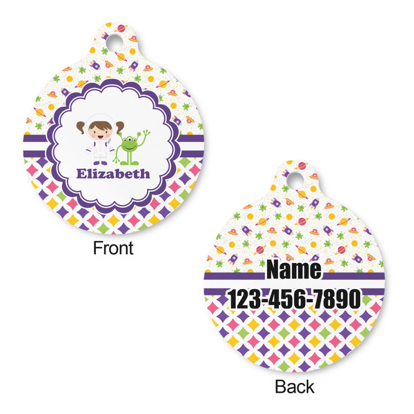 Girl's Space & Geometric Print Round Pet ID Tag - Large - Approval