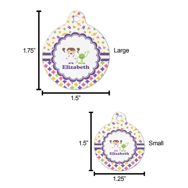 Girl's Space & Geometric Print Round Pet ID Tag - Large - Comparison Scale
