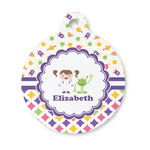 Girl's Space & Geometric Print Round Pet ID Tag - Small (Personalized)