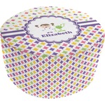 Girl's Space & Geometric Print Round Pouf Ottoman (Personalized)