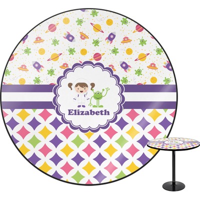 Girl's Space & Geometric Print Round Table (Personalized)