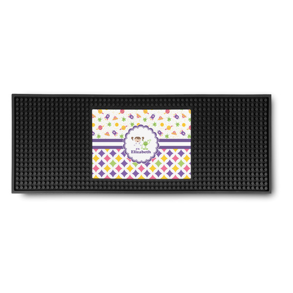 Custom Girl's Space & Geometric Print Rubber Bar Mat (Personalized)