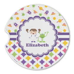 Girl's Space & Geometric Print Sandstone Car Coaster - Single (Personalized)