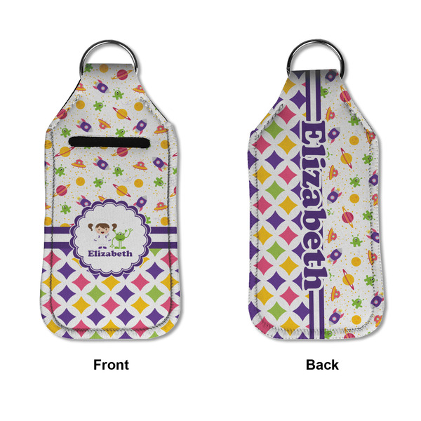 Girl's Space & Geometric Print Sanitizer Holder Keychain - Large APPROVAL (Flat)