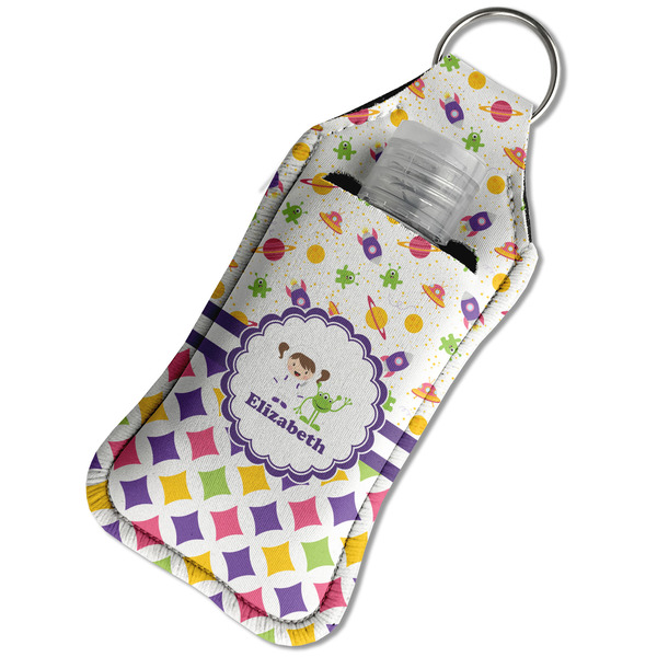 Girl's Space & Geometric Print Sanitizer Holder Keychain - Large in Case