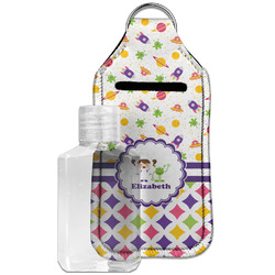 Girl's Space & Geometric Print Hand Sanitizer & Keychain Holder - Large (Personalized)