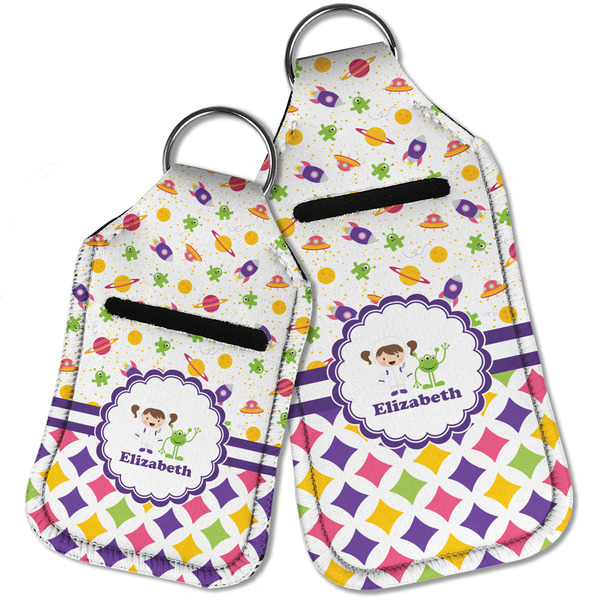 Girl's Space & Geometric Print Sanitizer Holder Keychain - Parent Main