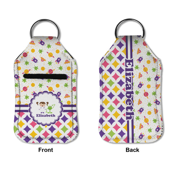 Girl's Space & Geometric Print Sanitizer Holder Keychain - Small APPROVAL (Flat)