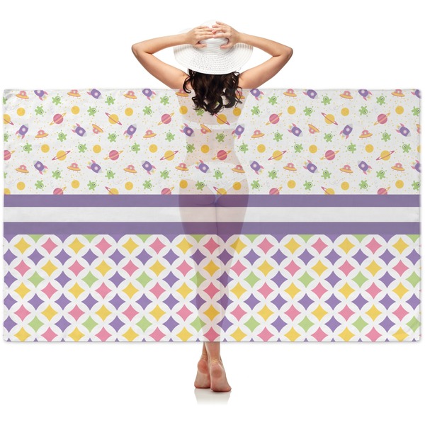 Custom Girl's Space & Geometric Print Sheer Sarong