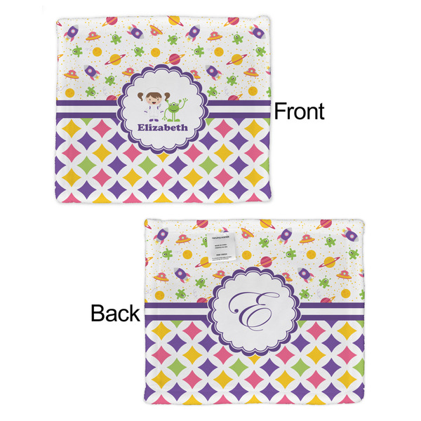 Girl's Space & Geometric Print Security Blanket - Front & Back View