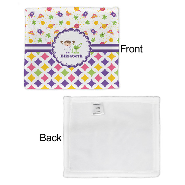 Girl's Space & Geometric Print Security Blanket - Front & White Back View