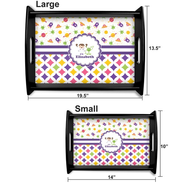 Girl's Space & Geometric Print Serving Tray Black Sizes