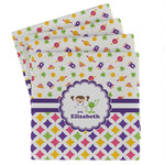 Girl's Space & Geometric Print Absorbent Stone Coasters - Set of 4 (Personalized)
