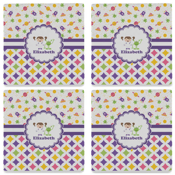 Girl's Space & Geometric Print Set of 4 Sandstone Coasters - See All 4 View