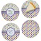 Girl's Space & Geometric Print Set of 4 Glass Appetizer / Dessert Plate 8" (Personalized)