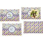 Girl's Space & Geometric Print Set of 4 Glass Rectangular Lunch / Dinner Plate (Personalized)