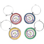 Girl's Space & Geometric Print Wine Charms (Set of 4) (Personalized)