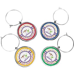 Girl's Space & Geometric Print Wine Charms (Set of 4) (Personalized)