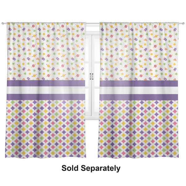 Girl's Space & Geometric Print Sheer Curtains