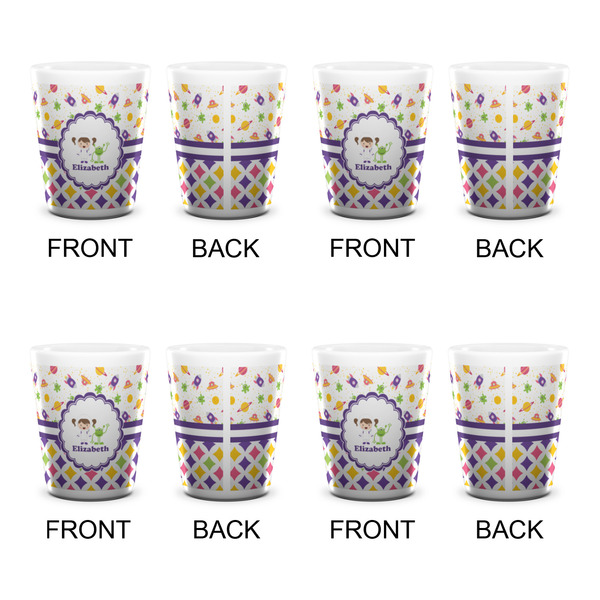 Girl's Space & Geometric Print Shot Glass - White - Set of 4 - APPROVAL