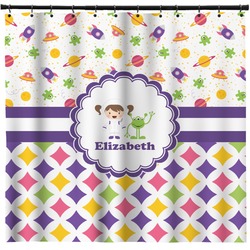 Girl's Space & Geometric Print Shower Curtain - Custom Size (Personalized)