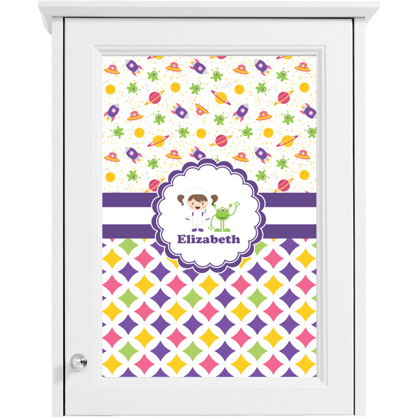 Girl's Space & Geometric Print Single White Cabinet Decal