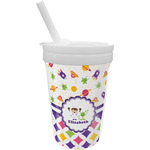 Girl's Space & Geometric Print Sippy Cup with Straw (Personalized)