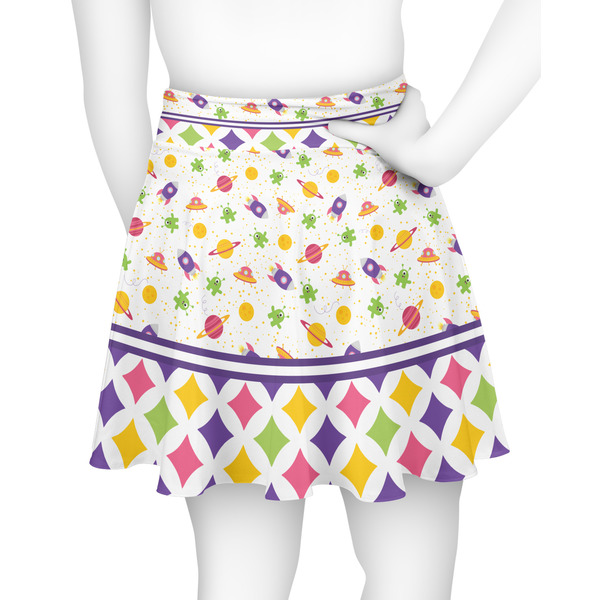 Girl's Space & Geometric Print Skater Skirt - Back