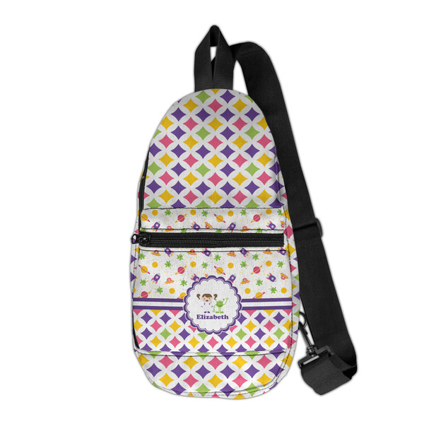 Custom Girl's Space & Geometric Print Sling Bag (Personalized)