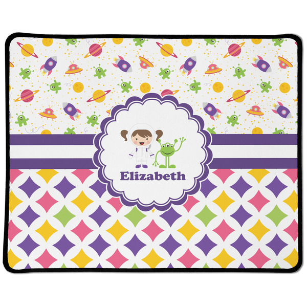 Custom Girl's Space & Geometric Print Large Gaming Mouse Pad - 12.5" x 10" (Personalized)