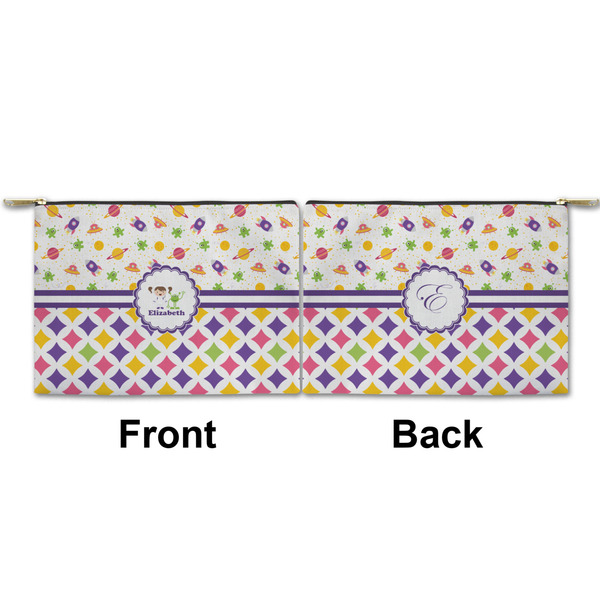 Girl's Space & Geometric Print Small Zipper Pouch Approval (Front and Back)