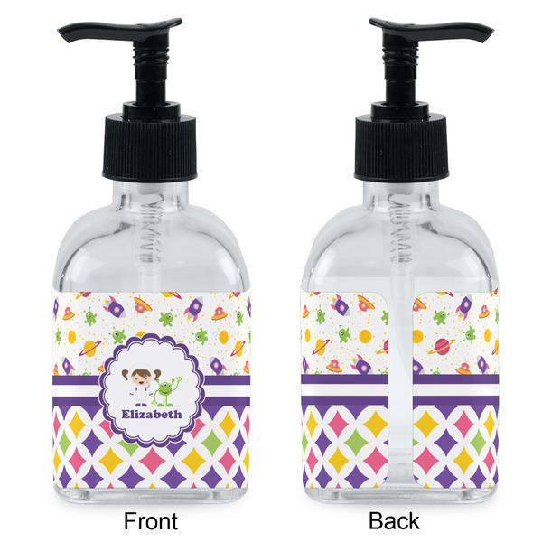 Girl's Space & Geometric Print Glass Soap/Lotion Dispenser - Approval