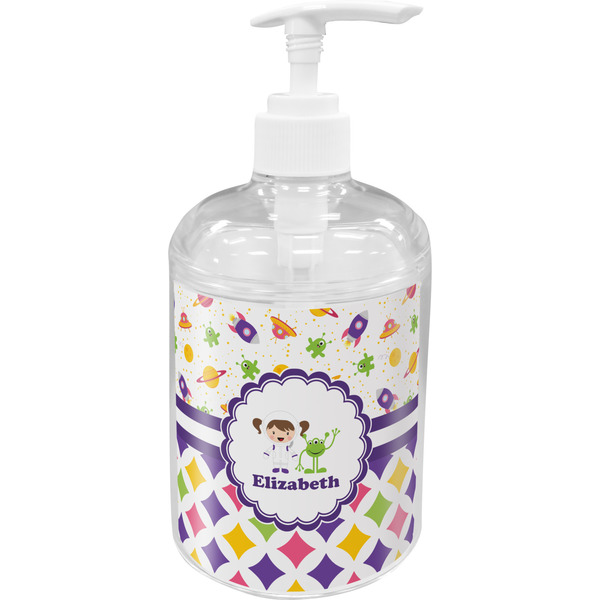 Custom Girl's Space & Geometric Print Acrylic Soap & Lotion Bottle (Personalized)