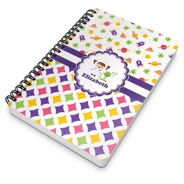 Girl's Space & Geometric Print Spiral Journal 7 x 10 - Main