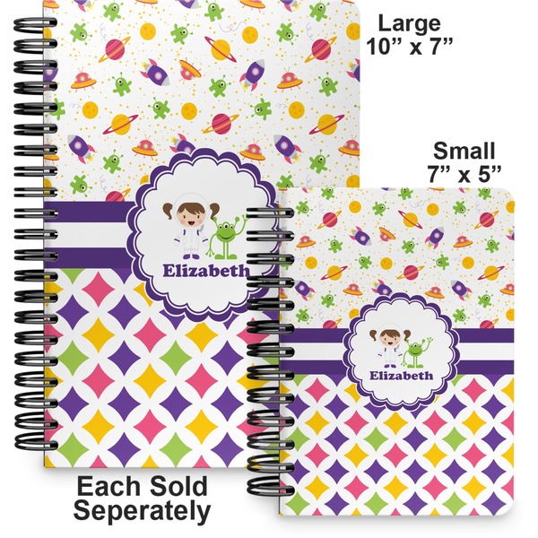 Girl's Space & Geometric Print Spiral Journal - Comparison