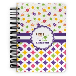 Girl's Space & Geometric Print Spiral Notebook - 5x7 w/ Name or Text