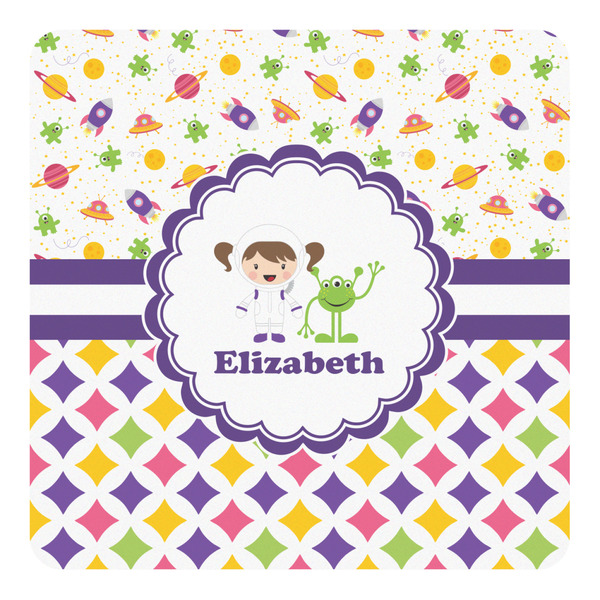 Custom Girl's Space & Geometric Print Square Decal (Personalized)