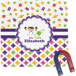 Girl's Space & Geometric Print Square Fridge Magnet (Personalized)