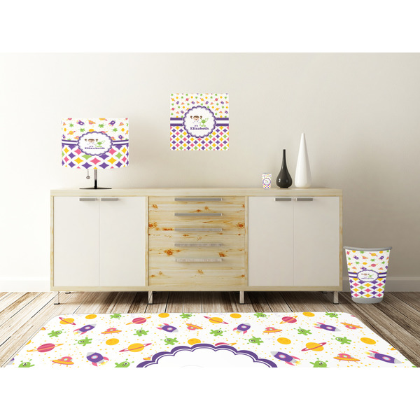 Girl's Space & Geometric Print Square Wall Decal Wooden Desk