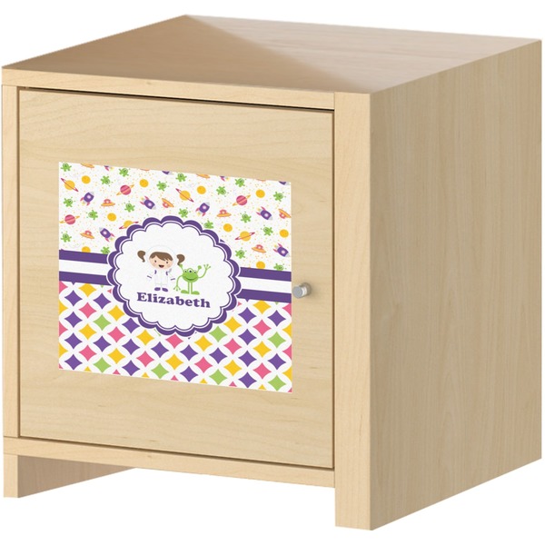 Girl's Space & Geometric Print Square Wall Decal on Wooden Cabinet