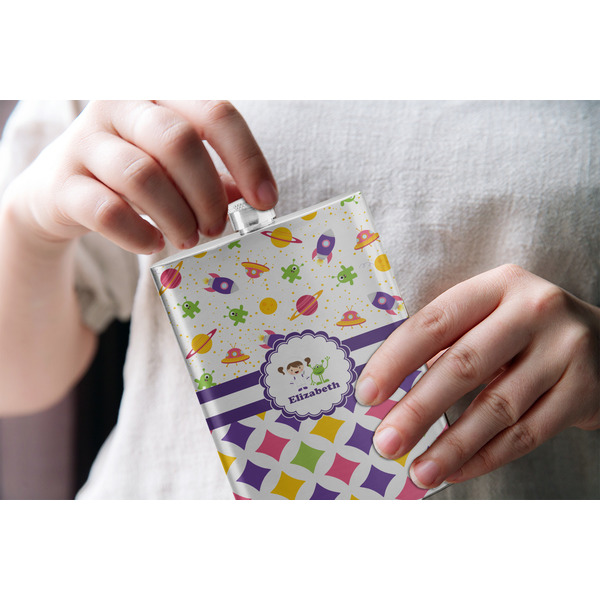 Girl's Space & Geometric Print Stainless Steel Flask - LIFESTYLE 1