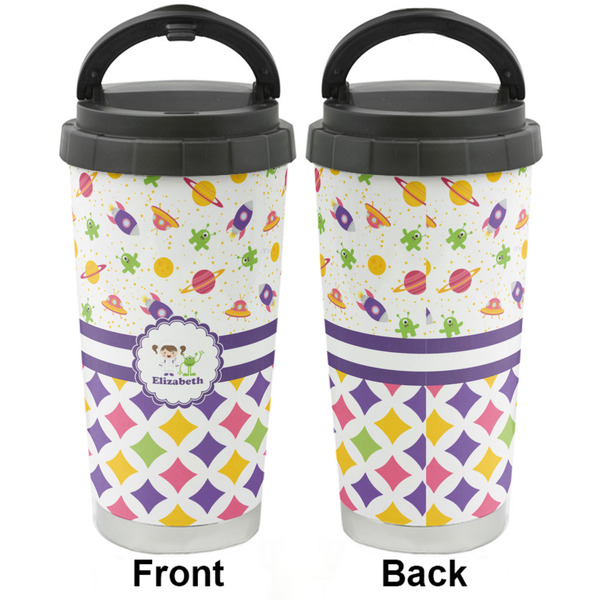Girl's Space & Geometric Print Stainless Steel Travel Cup - Apvl