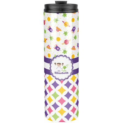 Girl's Space & Geometric Print Stainless Steel Skinny Tumbler - 20 oz (Personalized)