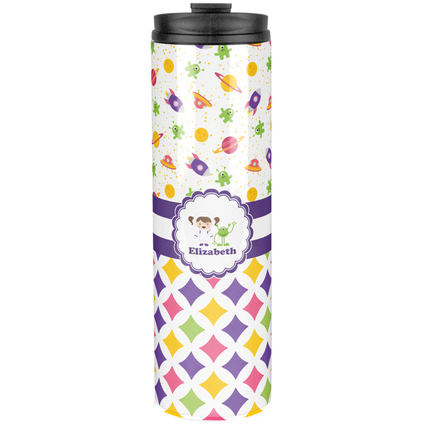 Girl's Space & Geometric Print Stainless Steel Tumbler 20 Oz - Front